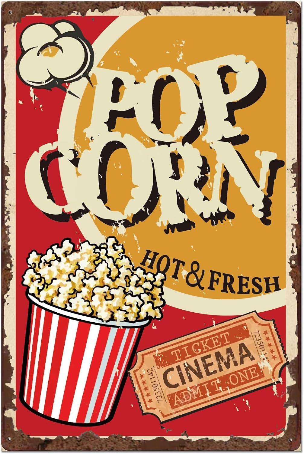Home Cinema In - SUPERDANT Popcorn Tin Signs Cinema Metal