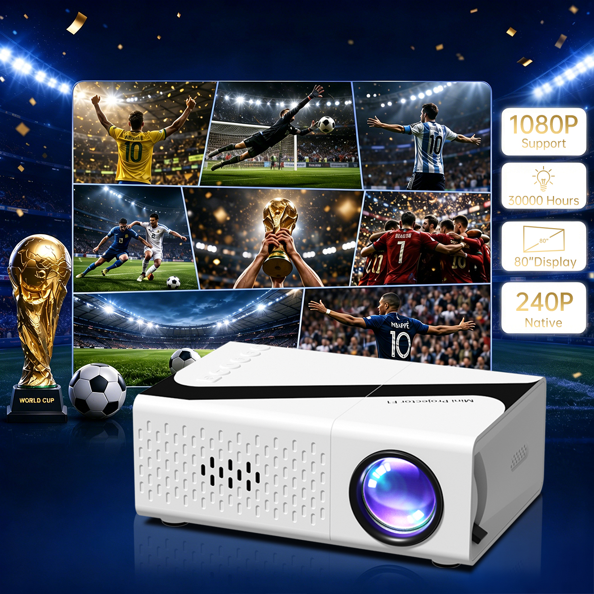 Home Cinema Gaming - Mini Portable Projector LED Micro Projector