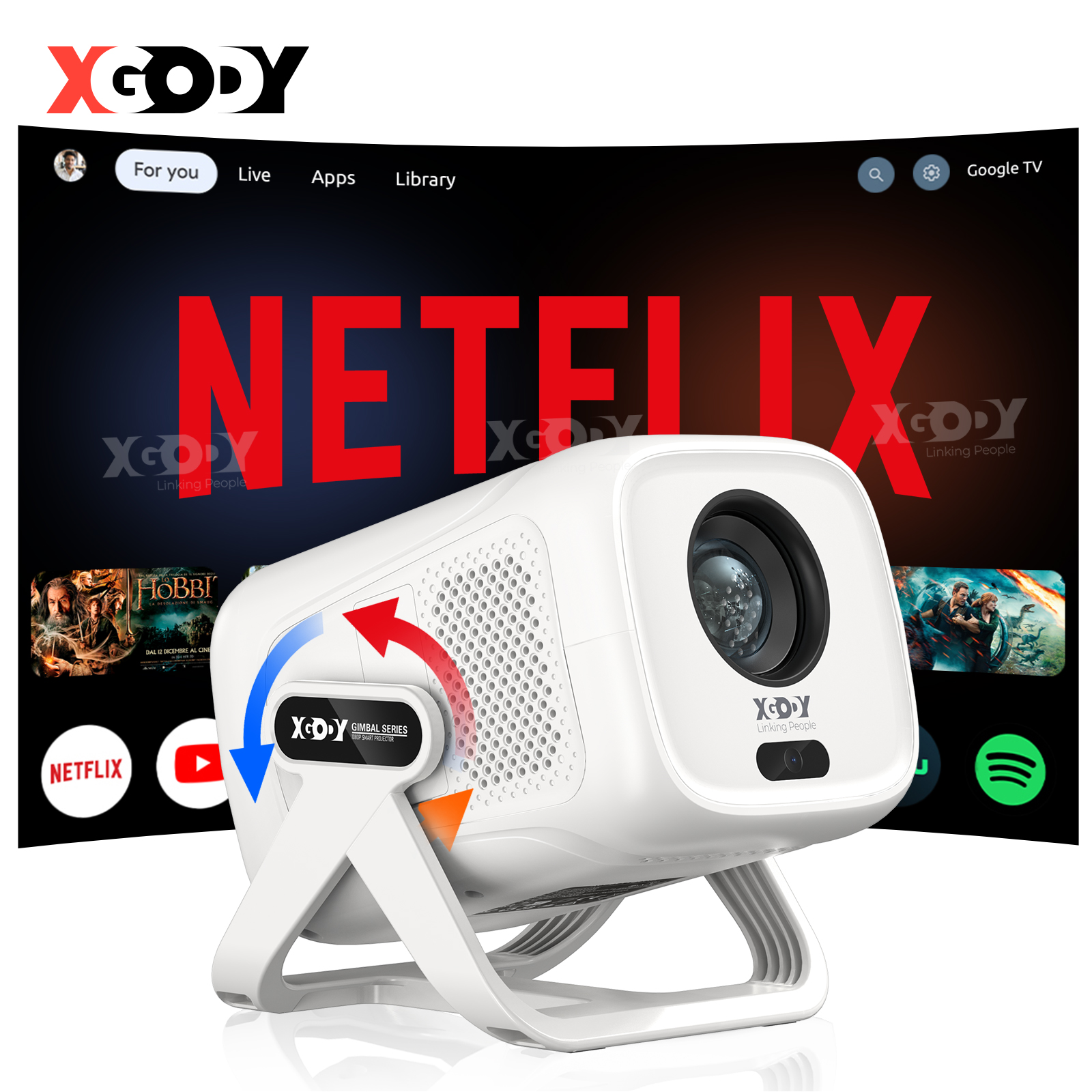 Netflix Home Cinema - XGODY Projector Android 13 Netflix Official