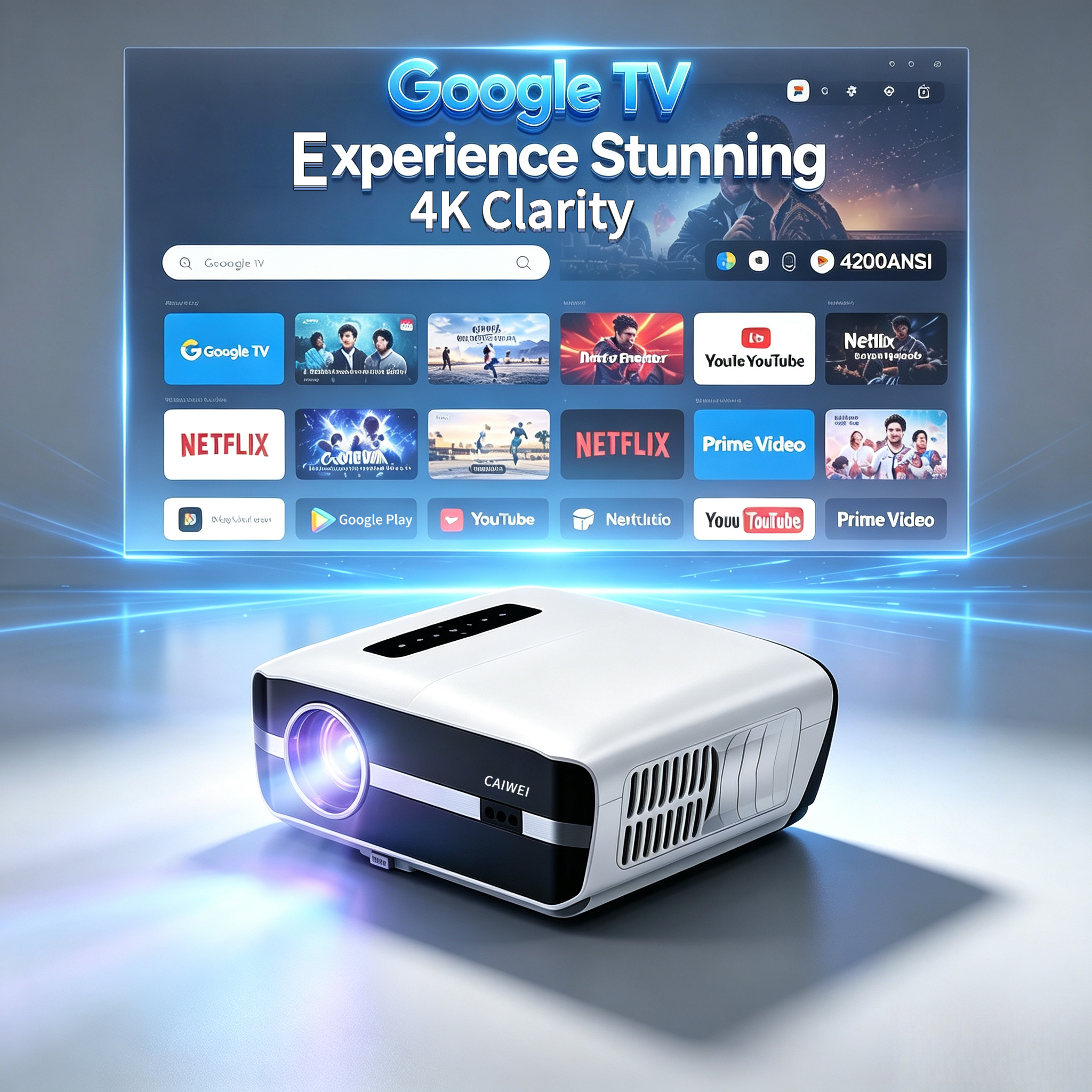Home Cinema Gaming - New 4k Projector Auto Focus Daytime