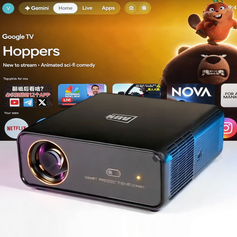 AUN U001 Pro Android Projector – обзор и цена Netflix Home Cinema