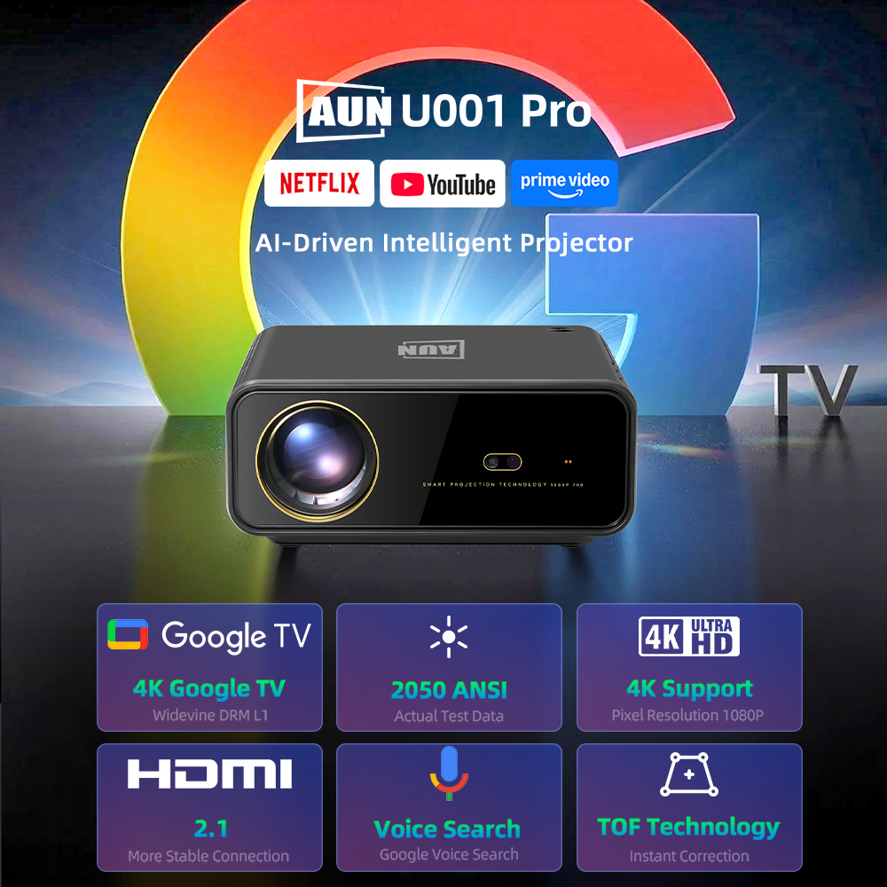 AUN U001 Pro Android Projector – обзор и цена Netflix Home Cinema