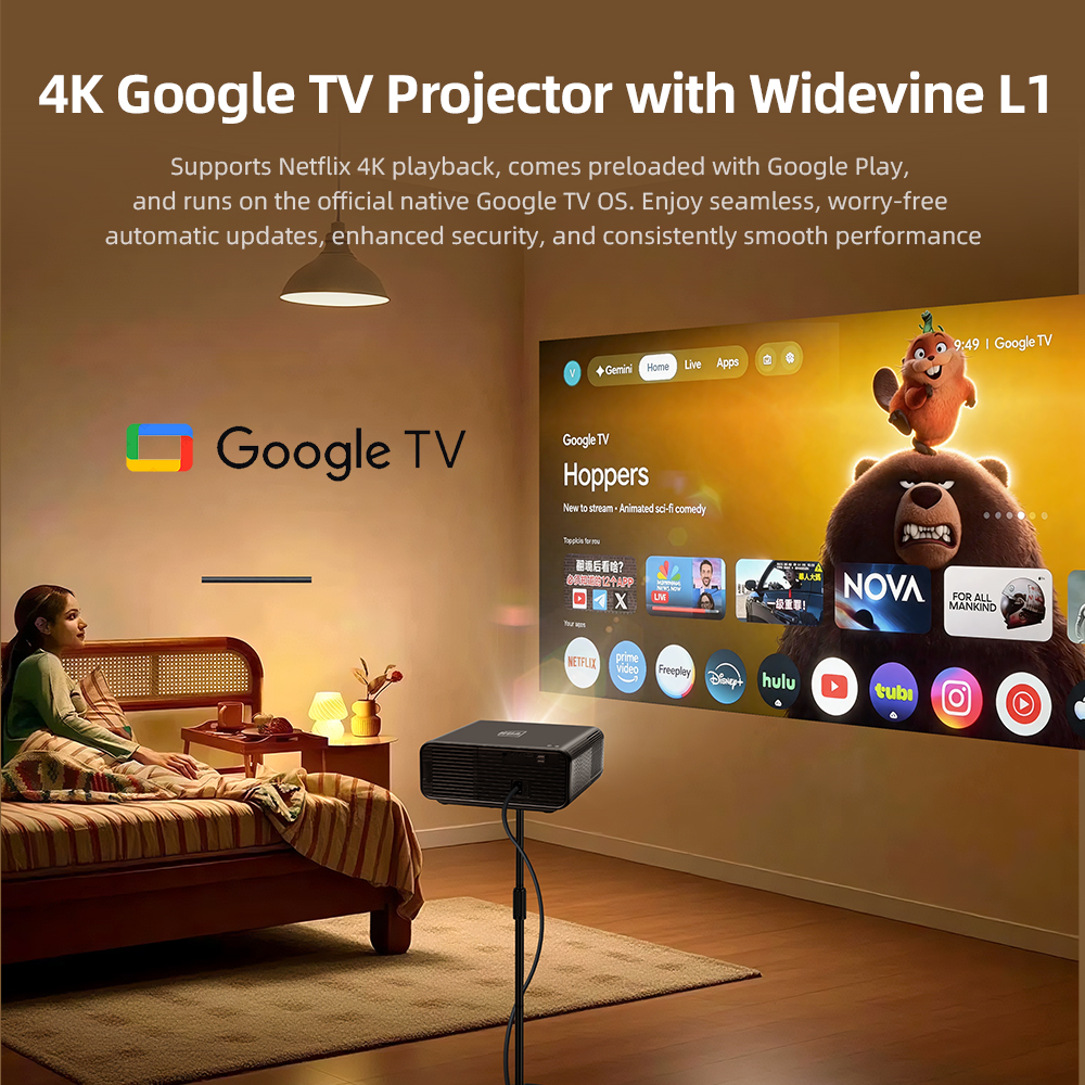 AUN U001 Pro Android Projector – обзор и цена Netflix Home Cinema
