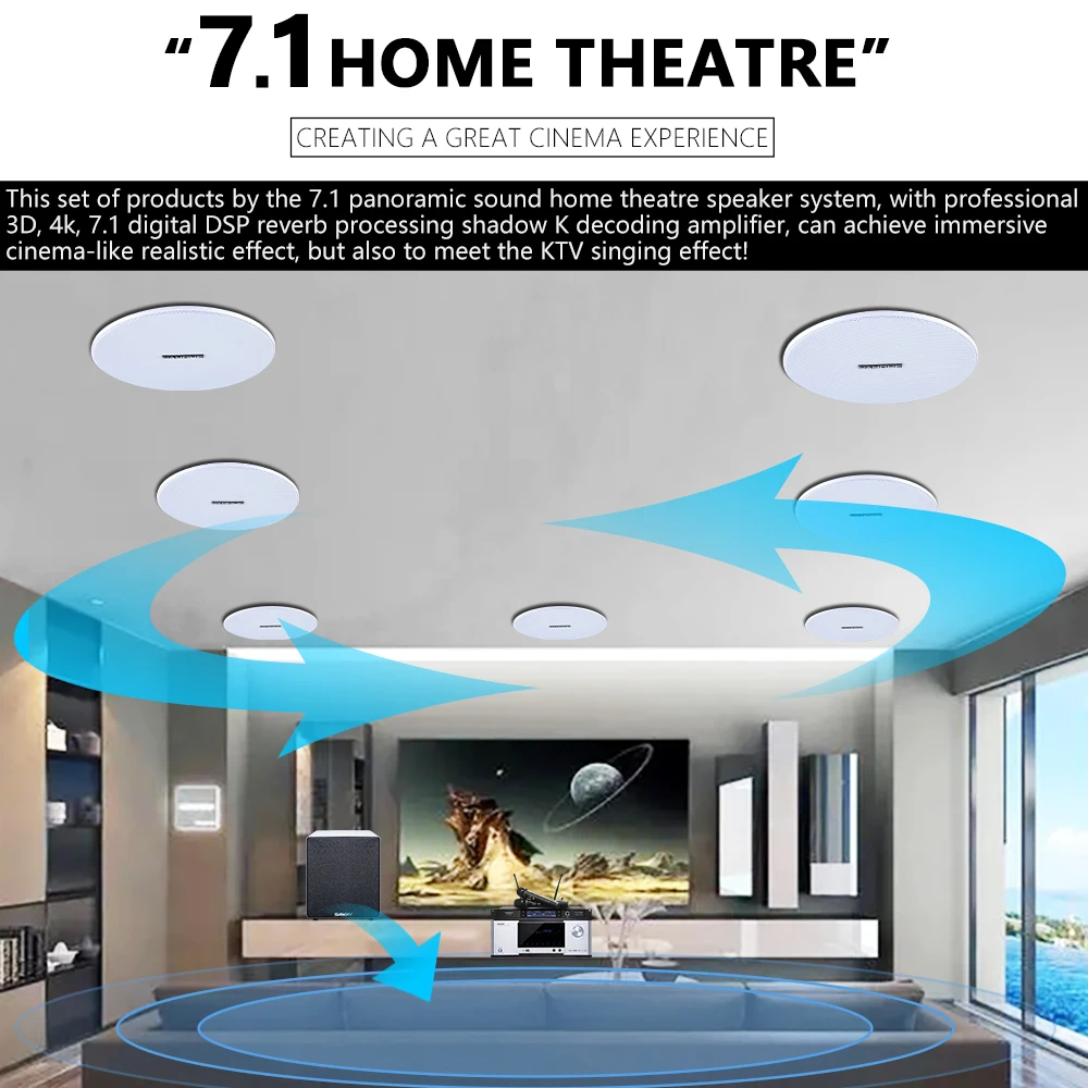 7.1 Home Theater Ceiling Speak – обзор и цена Home Cinema Audio System