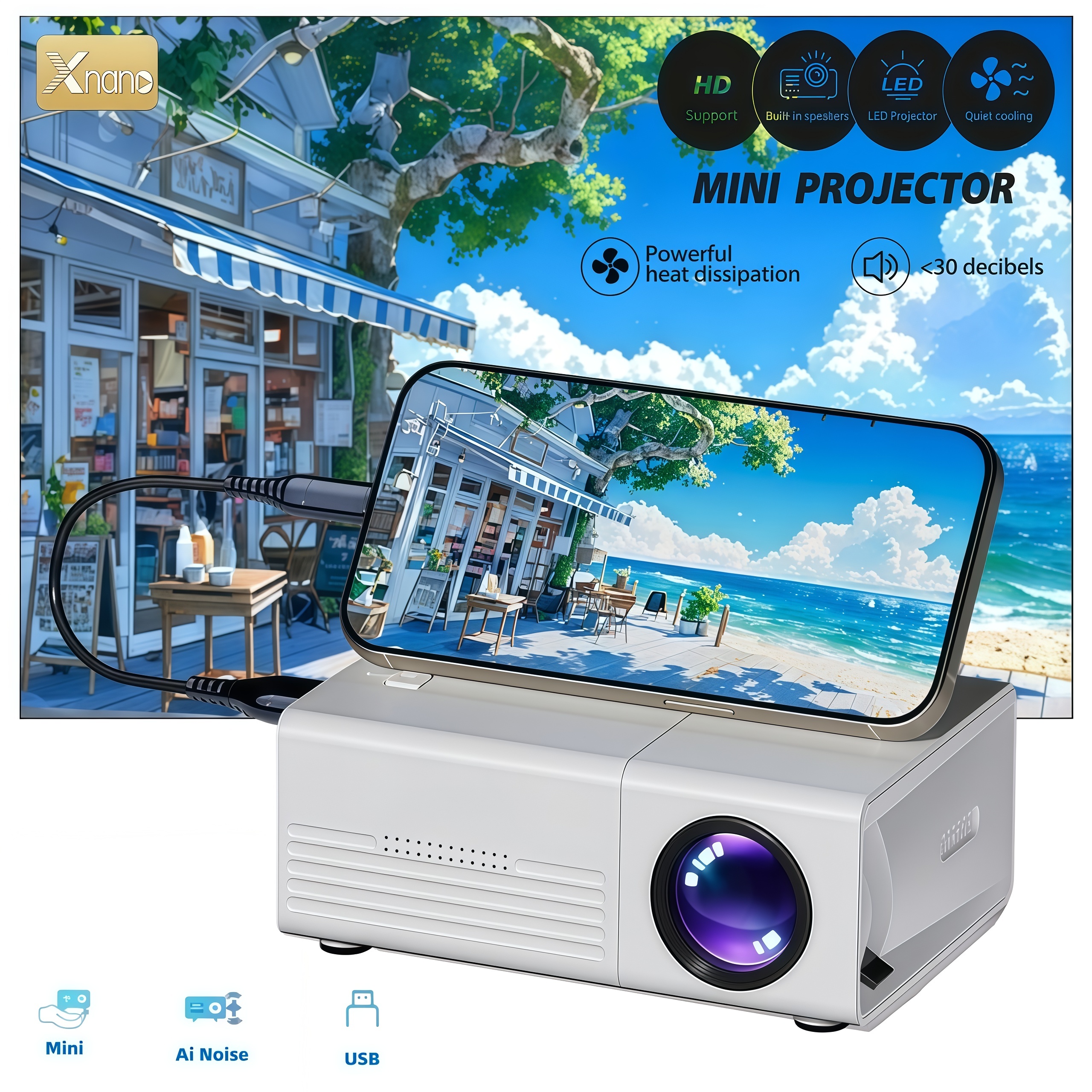 XNANO Q1 Mini Projector Portab – обзор и цена Home Cinema Gaming