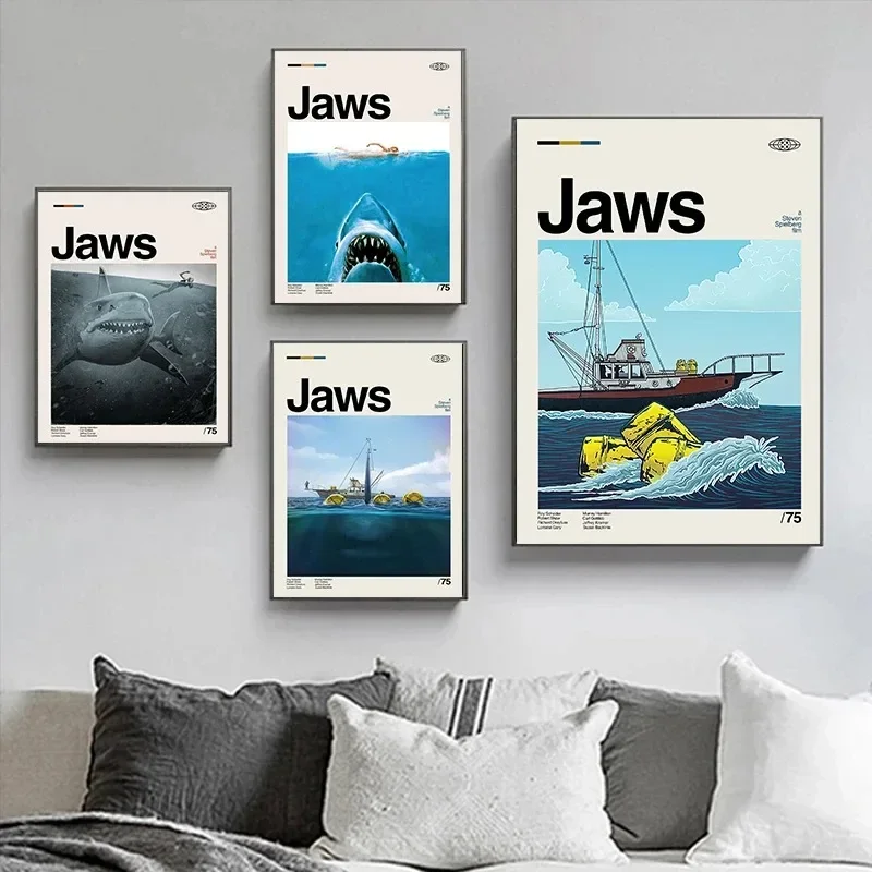 Minimalist Art Jaws Movie Post – обзор и цена Home Cinema Interiors